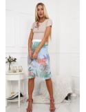 Pleated skirt with plant motifs, blue MP81827 - Online store - Boutique